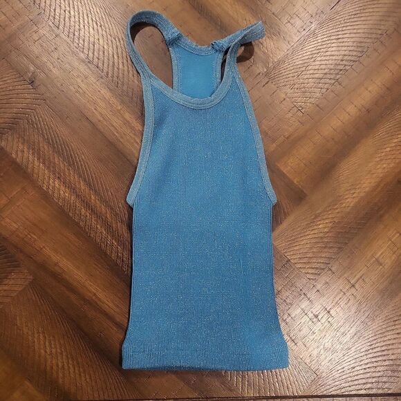 Free People Happiness Runs Tank in Lurex Blue XS/S - Picture 4 of 6
